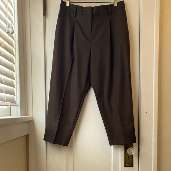 LOFT Pants - NWT Loft 14 p petite chocolate brown flannel ankle pants trousers elastic waist
